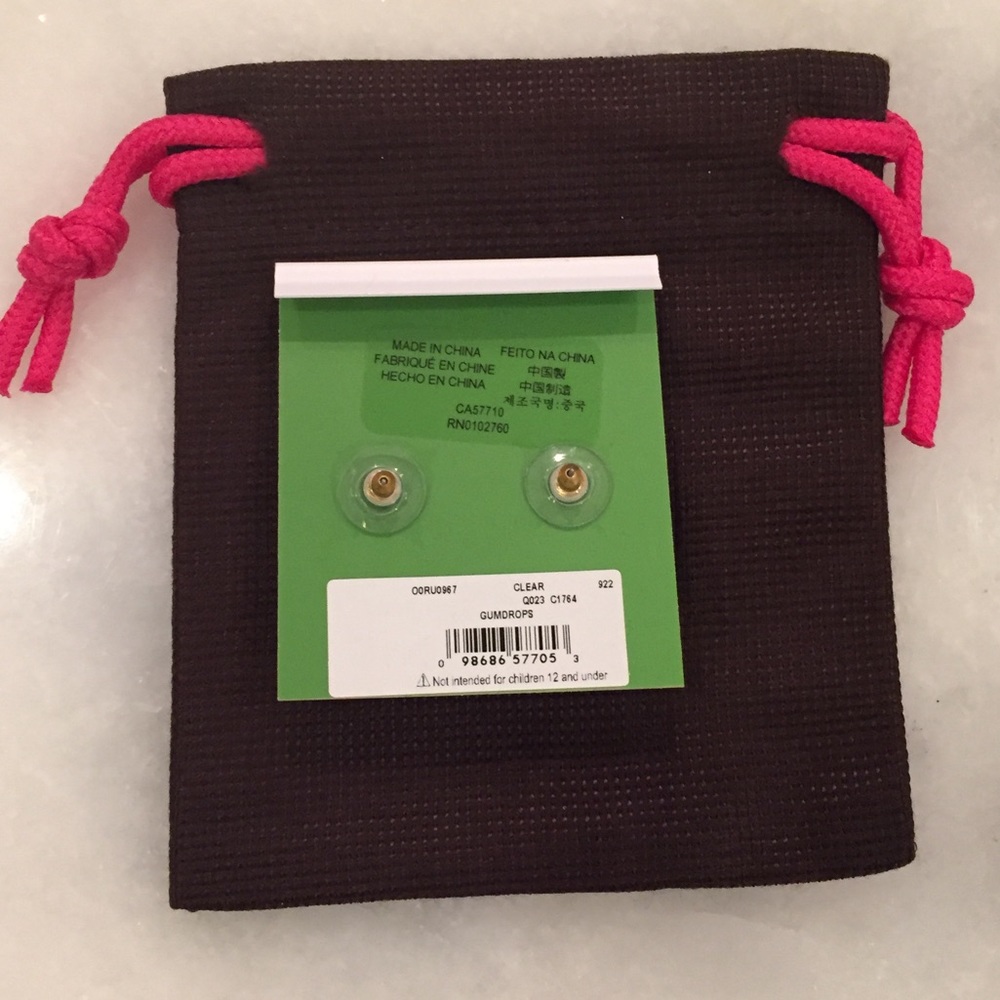 NWT🎁 Kate Spade Gumdrop Earrings Clear/Gold - Picture 3 of 3